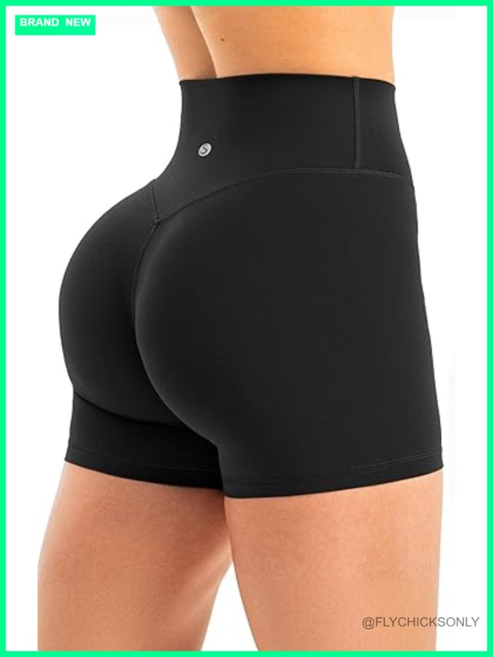 High Waisted Biker Shorts Hidden Scrunch Butt No Front Seam 4.5" Workout Gym
